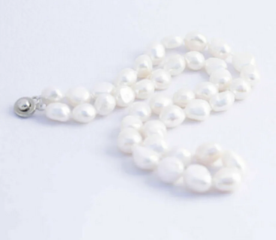 Красивое белое ожерелье из натурального пресноводного жемчуга барокко 8-9 мм 18-25”