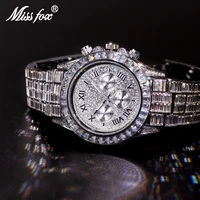 missfox watch for men new top stainless steel diamond male wrist watches business luminous timing iced out mens quartz reloj