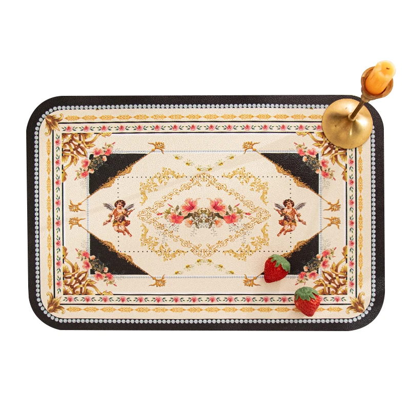 

Leather mat Marble desktop insulation mat wash-free waterproof and oil-proof table mat Bowl mat mat PU tableware mat Placemat