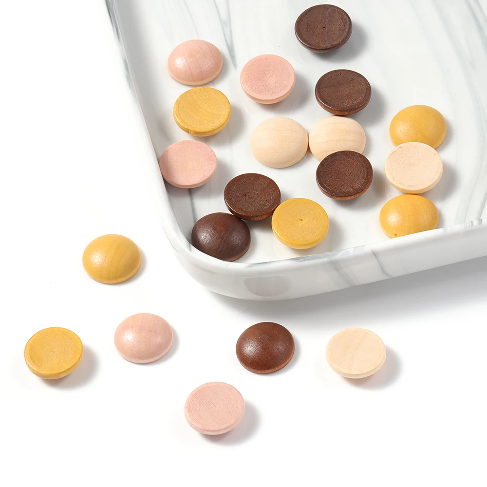 10pcs 15mm Wooden Cabochon Half Round Flat Back Ornament for for DIY Jewelry Making Personalised Hairpins Earring Decoration