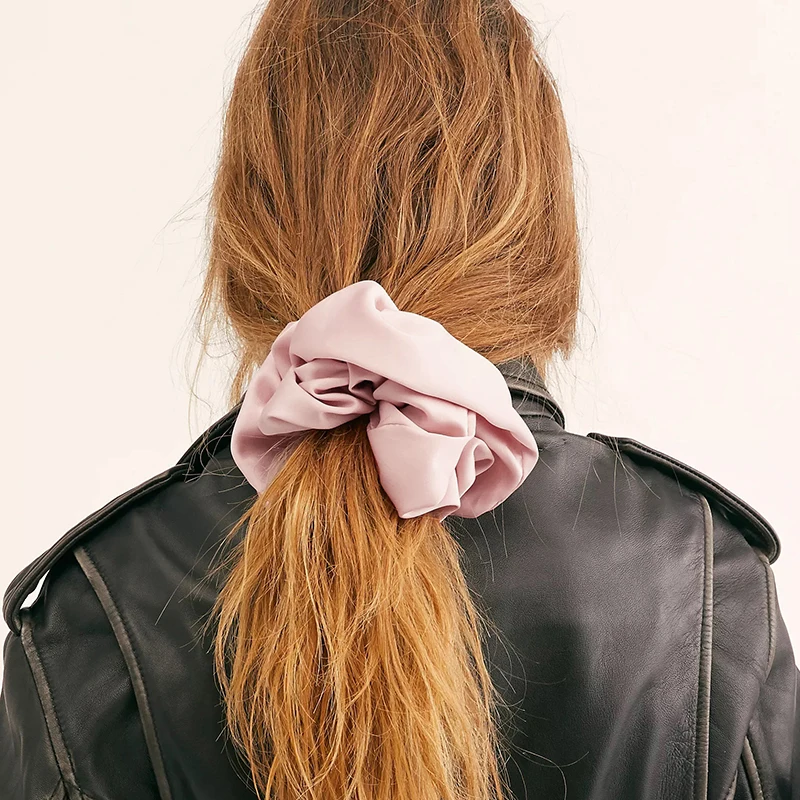 

Pink Satin Large Scrunchie Sweet Chiffon Hair Rope Big Size Hair Rubber Bands Women Elastic Hair Ties Ponytail Holder Headwear