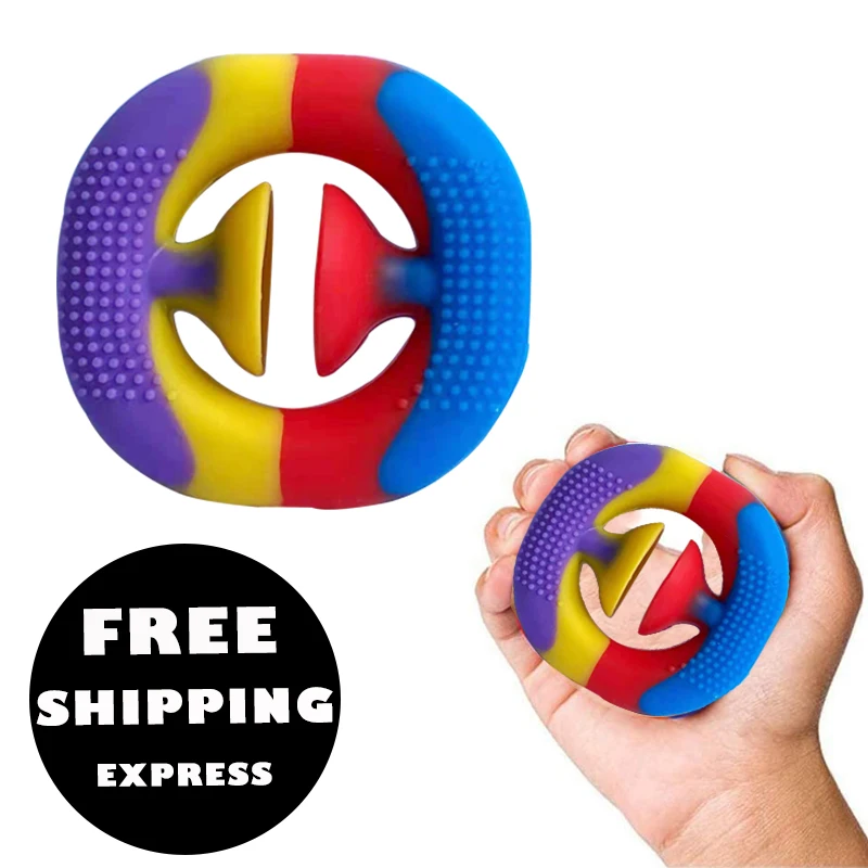 

2021 New Young Children Stress Relax Rubber Snapz Rainbow Fidget Toy Grab Snap Squeeze Sensory Party Popper Stress Relief Toy