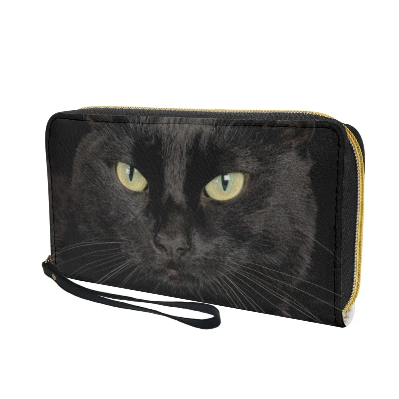 Belidome Black Cat Wallet for Women Leather RFID Blocking Design Zip Around Card Holder Organizer Ladies Travel Clutch Wristlet