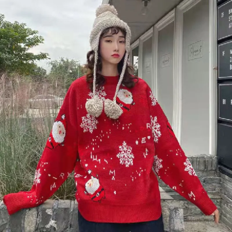 Рождественские свитера для пар мужчин и женщин осенне-зимний утепленный