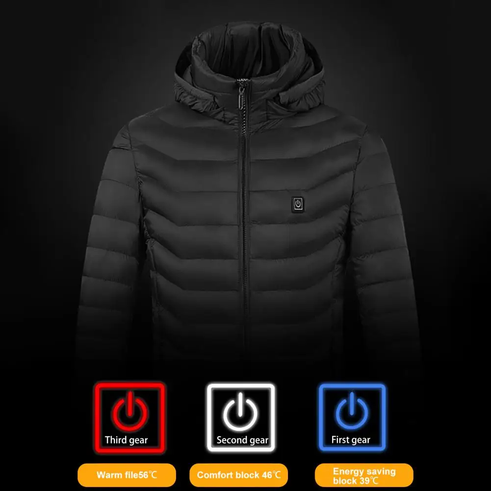 Stylish Men Heating Jacket Solid Color Lightweight Windproof Pockets USB Heating Jacket  Heated Jacket    Heating Coat