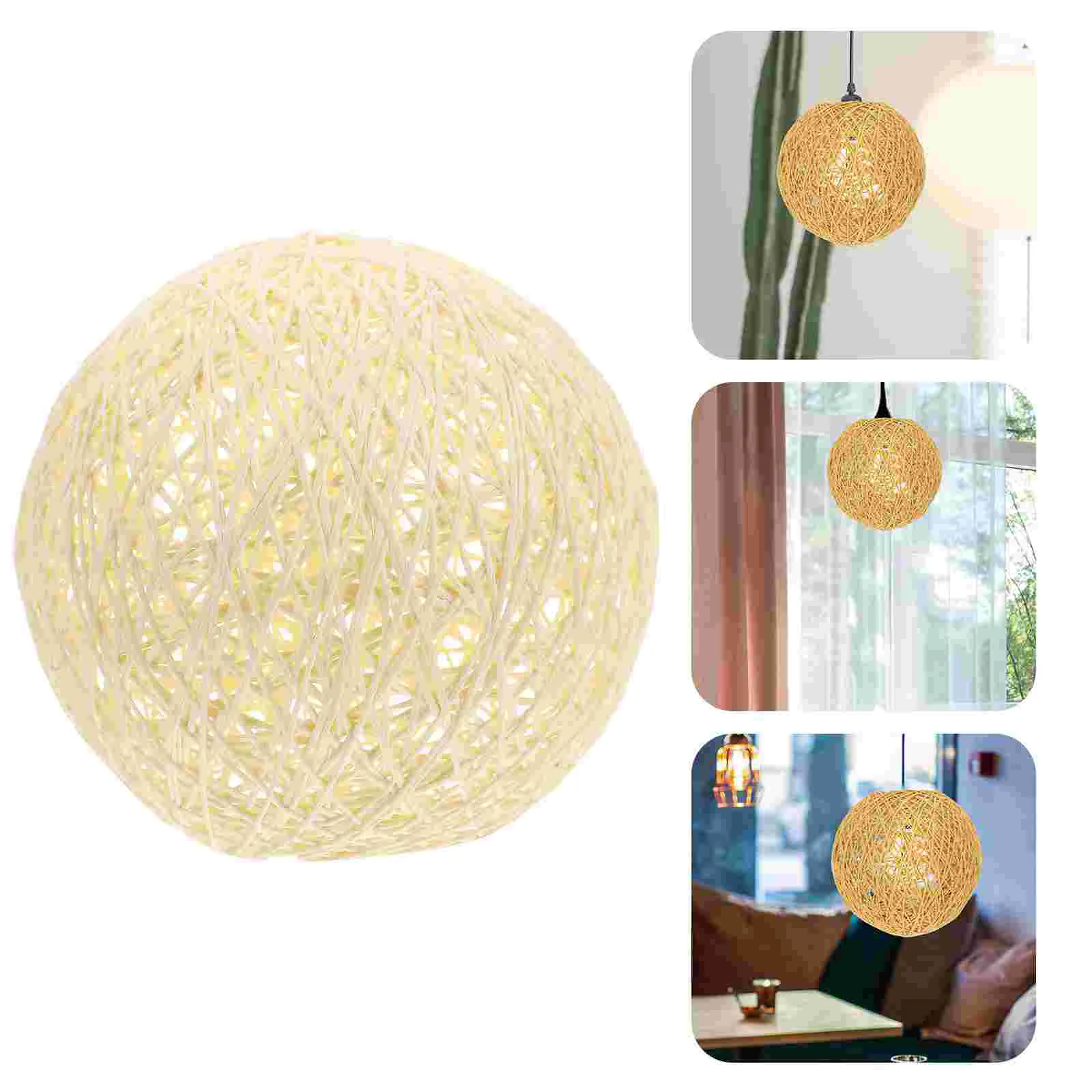 

Zerodeko Pendant Light Shade Retro Rattan Ball Basket Chandelier Lamp Shade Weave Light Bulb Cage Guard Paper Rustic