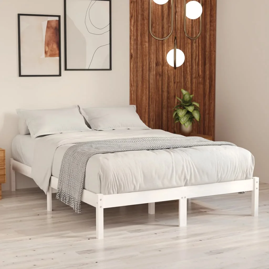 

Bed Frame A, Solid Pinewood Bed, Bedroom Furniture White 140x200 cm