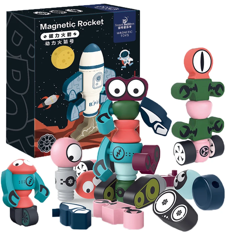 

Магнитный робот, набор строительных блоков, робот-хранитель планеты «сделай сам», игрушечный Штабелируемый робот-трансформер, обучающая иг...