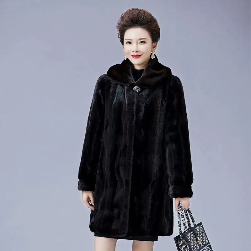 Women's Luxury Mink Fur Coat Warm Coat New Fur High-end Mink Top Warm Women's Hooded Fluffy Jacket for Fall and Winter
