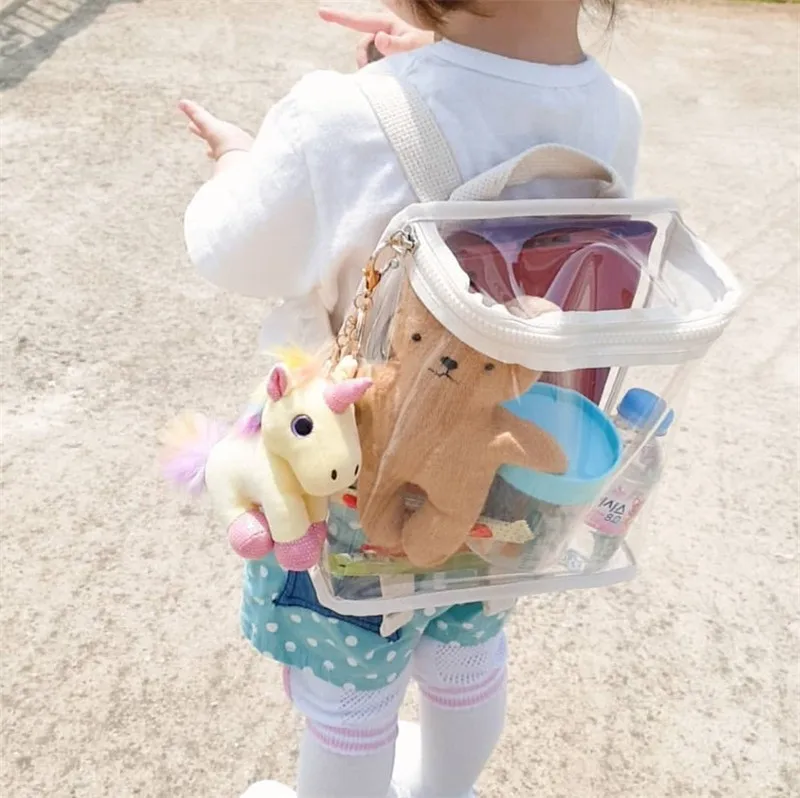 South Korea with The Same Paragraph Children's Street Shooting Outdoor Snacks Toys Transparent Bag Backpack Backpack Beach Bags