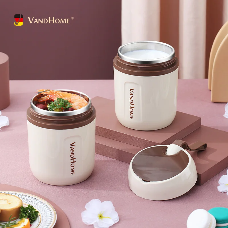 Мини Ланч-бокс VandHome с ложкой термоконтейнер из нержавеющей стали для завтрака