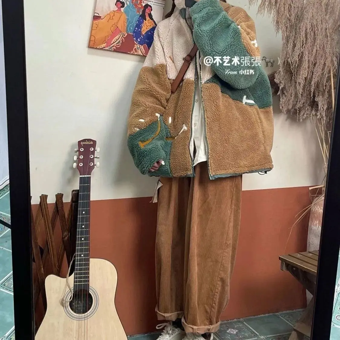 

Lovely Lambswool Jacket and Jogger Set For Women Corduroy Pants Pullover 2 Piece Suit 2022 Oversized Brown Coat Casual Outfits