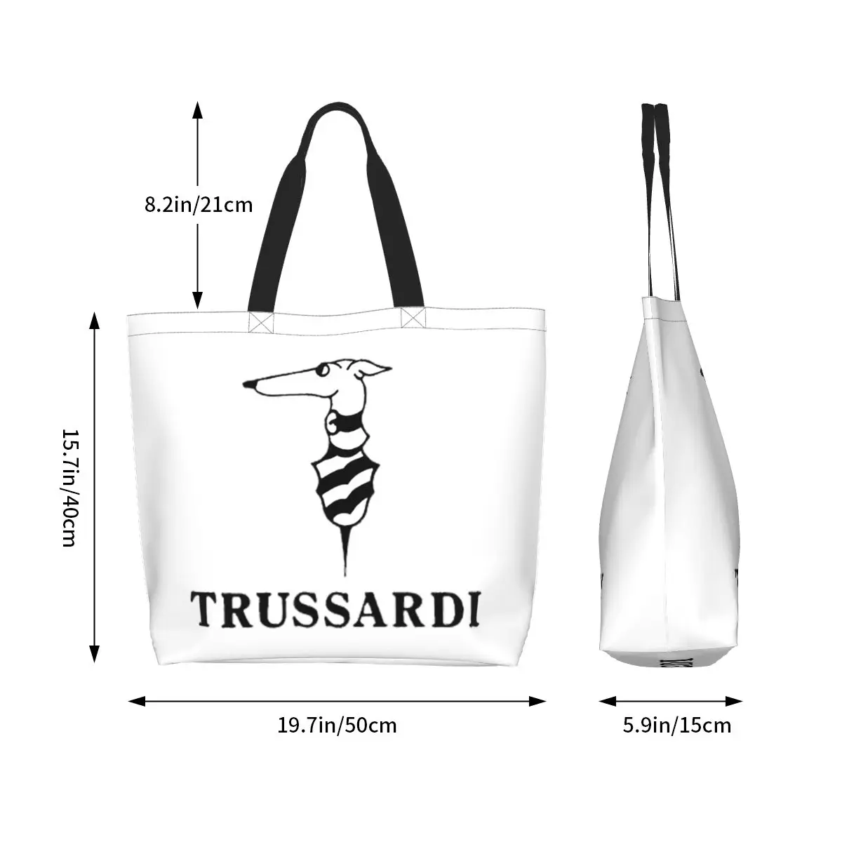 Фото Сумка-шоппер с логотипом Trussardis, холщовая сумка через плечо большой вместимости, сумка-шоппер для покупок, женская сумка для продуктов №2