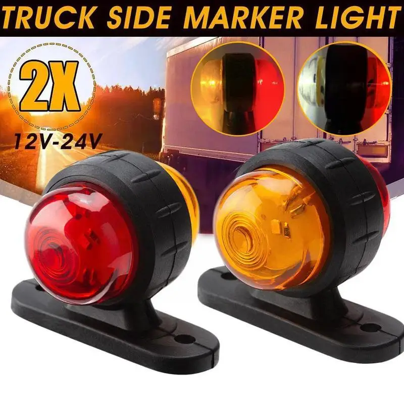 

2PCS 12V 24V Truck Trailer Lights LED Side Marker Position Parking Lorry Lamps Tractor Light Lamp Clearance White Amber Red