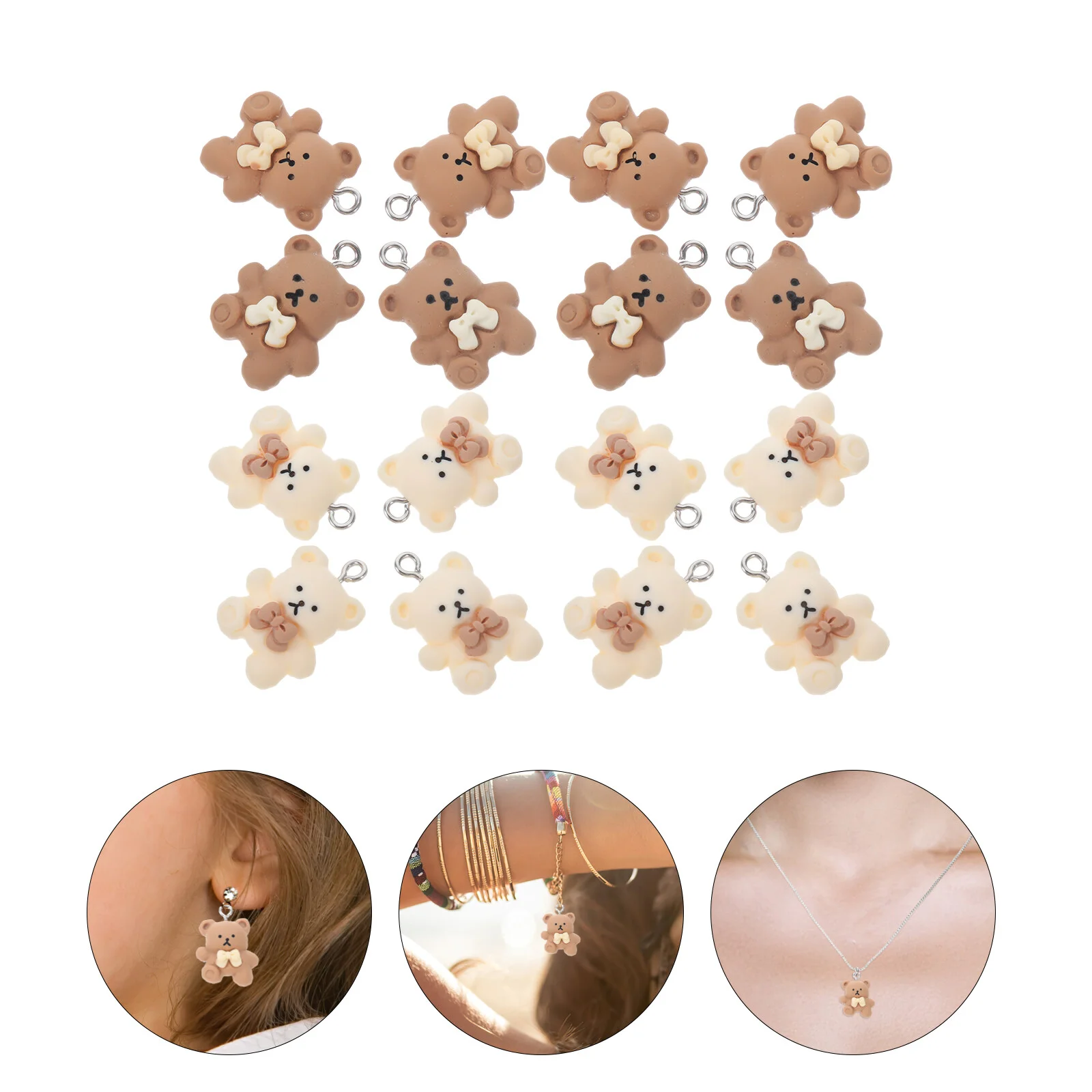 

24 Pcs Keychain Accessories Charms Jewelry Making Pendant Material DIY Necklace Resin Decoration Bear Jewelries