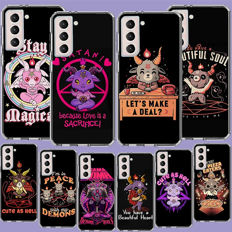 

Cute Hell Hail Satan Evil Phone Case For Samsung Galaxy S23 Ultra S22+ S21 Plus S20 FE S10 Lite S10E S9 S8 S7 Edge Cover