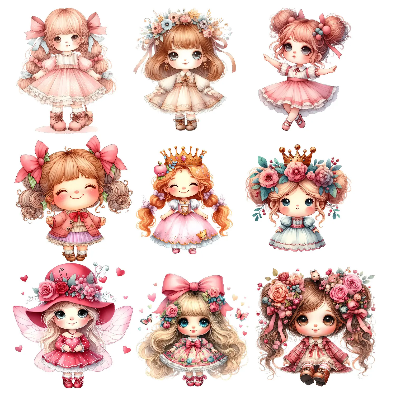 Кукла платье принцессы милая девушка розовая игривая наклейка железные наклейки