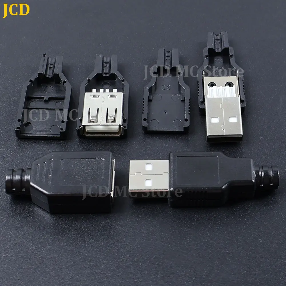 Фото 10-50 шт. USB-разъемы Type A 4-контактные (штекер/гнездо) с черно-белыми пластиковыми крышками, USB 2.0 Type-A 4-контактные, для пайки, наборы для DIY №5