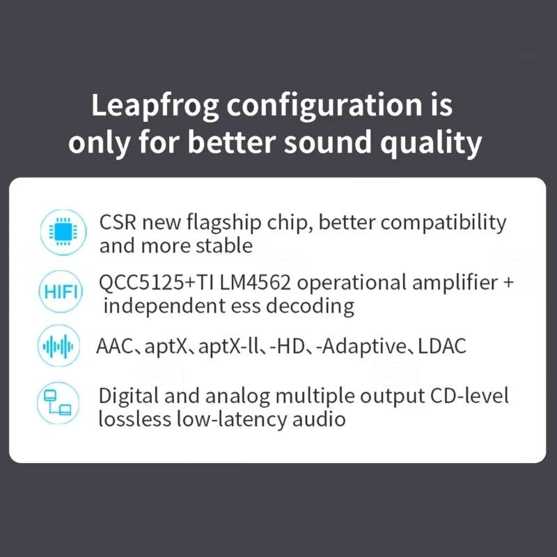 Аудиоприемник High Pass QCC5125 Высокое разрешение aptX Коаксиальное волокно 3 5 Выход