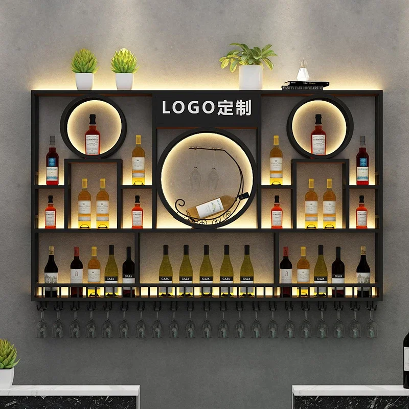 Винный бар витрина для виски мебельная полка хранения настенный современный