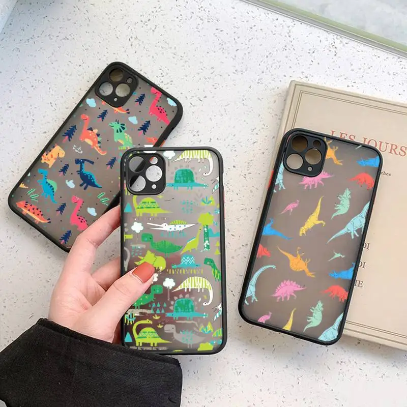

Cute Cartoon dinosaur Phone Case matte transparent For iphone 14 11 12 13 plus mini x xs xr pro max cover
