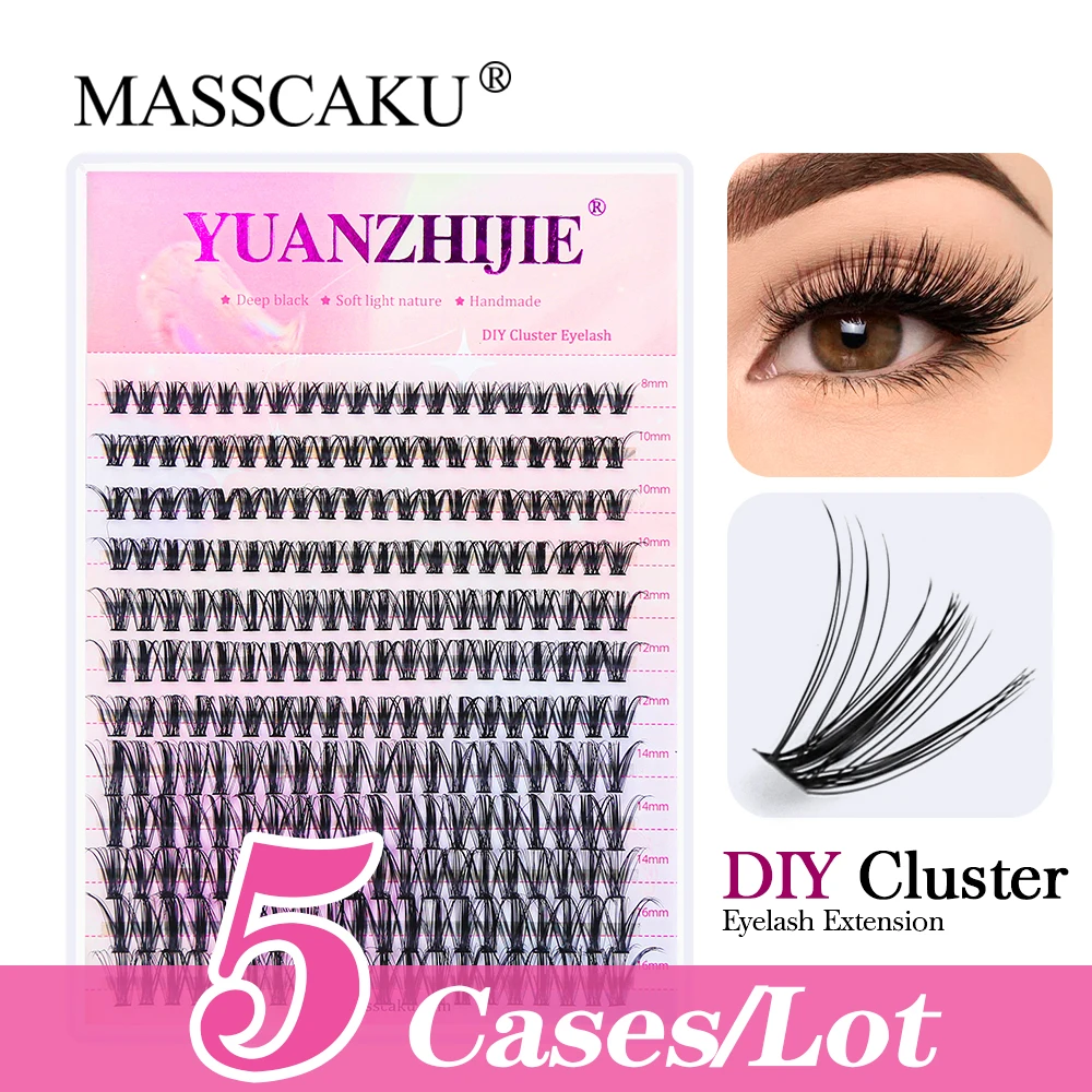 

MASSCAKU 5pcs/lot Large Tray 40D Individual Lashes Mixed Tray Volume Cluster Lashes Black Mink Under Eyelash Clusters DIY Lash