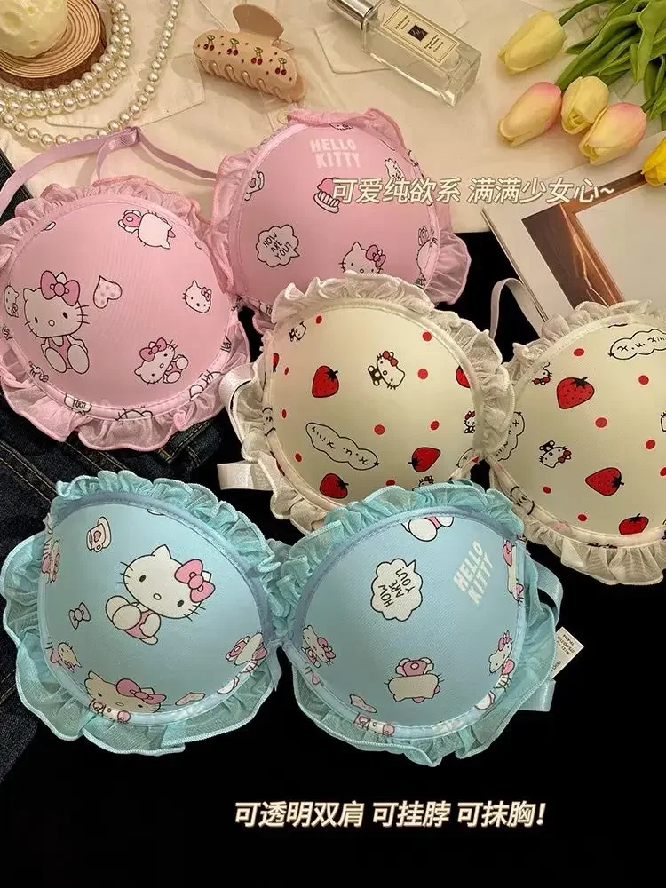 Sanrios Hellokittys аниме кавайное милое нижнее белье для девочек без бретелек