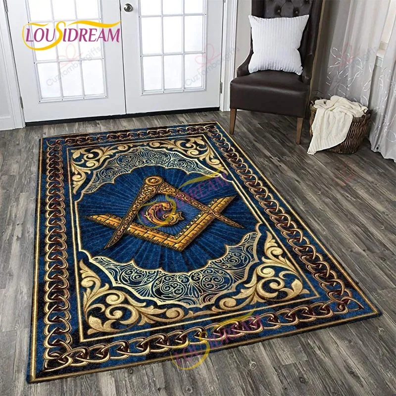 

Masonic Lodge Freemasonry soft non-slip square seam freemason living room play decor yoga mat bathroom door mat carpet.