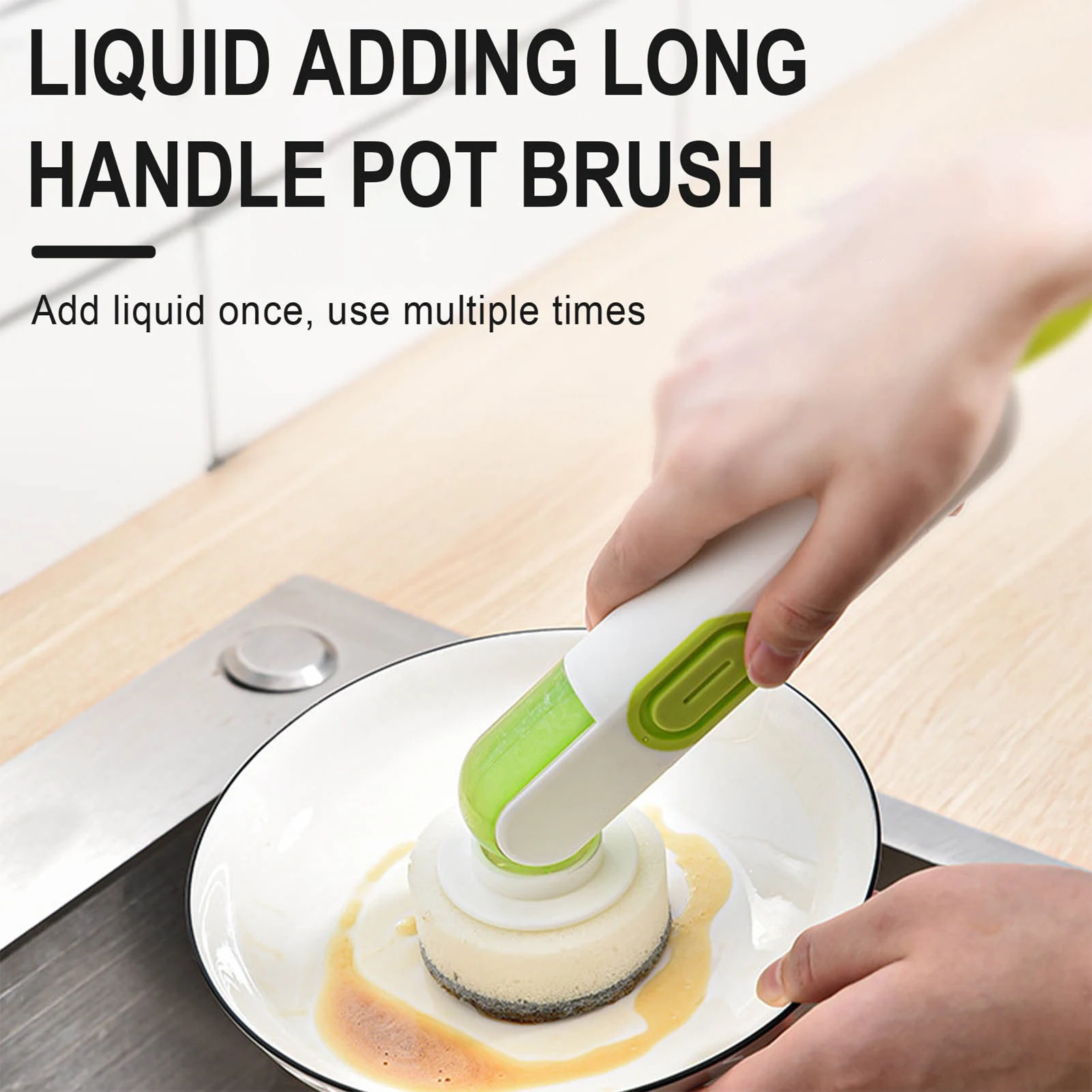 

Soap Dispensing Scrubber Brush Press Add Liquid Cleaning Brush with Handle Gap Cleaning Brush for Kitchen Sink Bathroom Tub