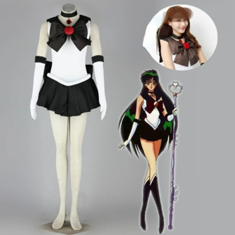 

Anime Sailor Pluto Cosplay Costume Setsuna Meiou Dress Gloves Socks Bows Headband Custom Made For Kids Adult Plus Size