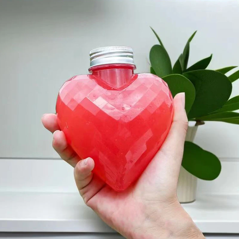 Пластиковые бутылки в форме сердца для напитков 300 мл 10 шт.