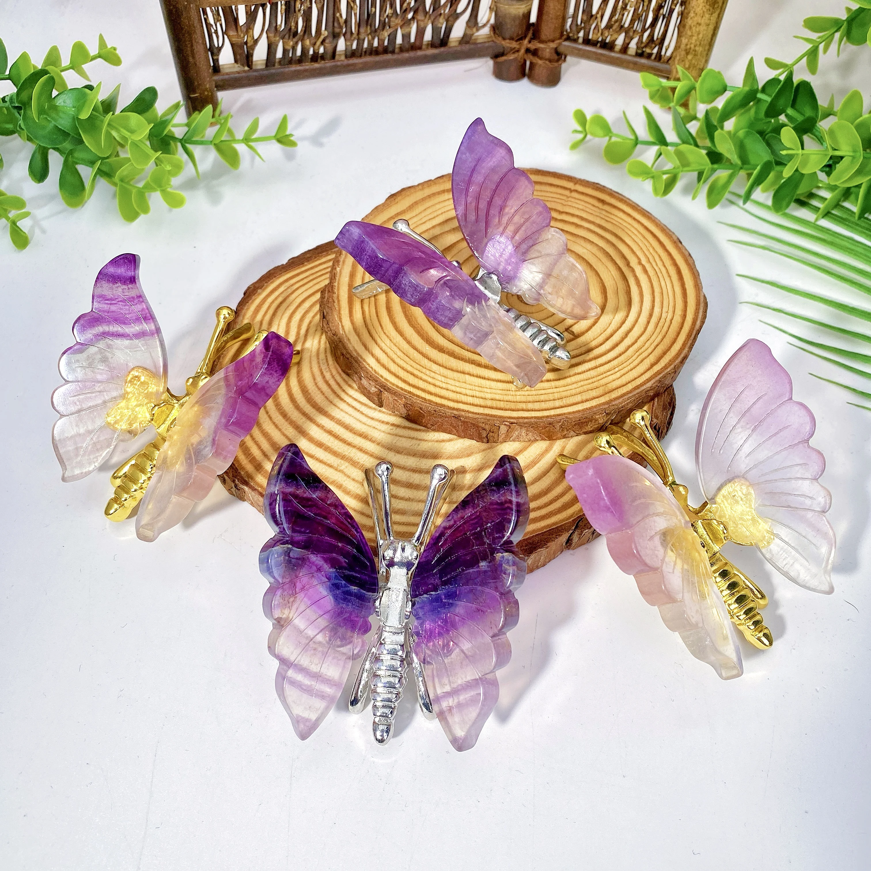 1 Шт. Высококачественная Флуоресцентная Бабочка С Натуральной Хрустальной Нитью