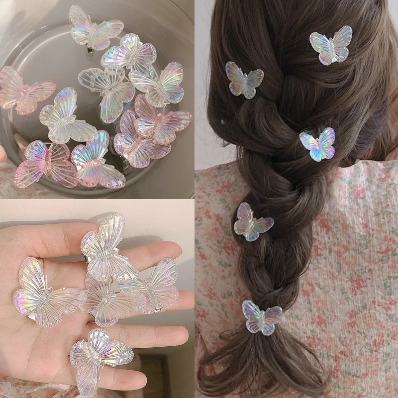 

10pcs Hair Claws for Women Braided Transparent Butterfly Small Hair Claw Clips Girls Hair Clamps Crab Barrettes Gripper Headwear