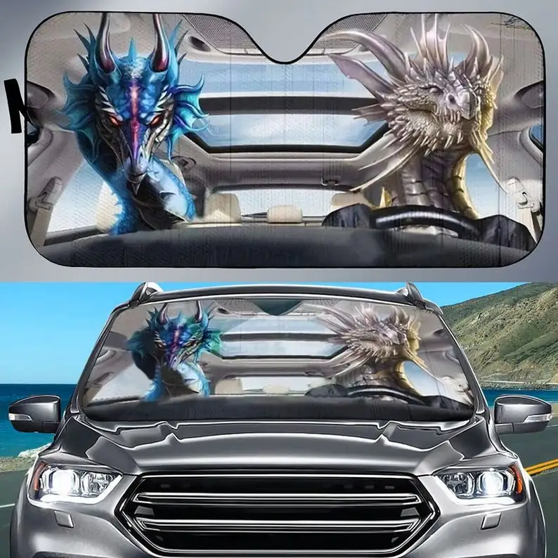 

Dragon Couple Dragon Driving Car Sunshade Dragon Power Gift For Dragon Lover Windshield Sunshade Oxford Cloth Windshield Car Sun