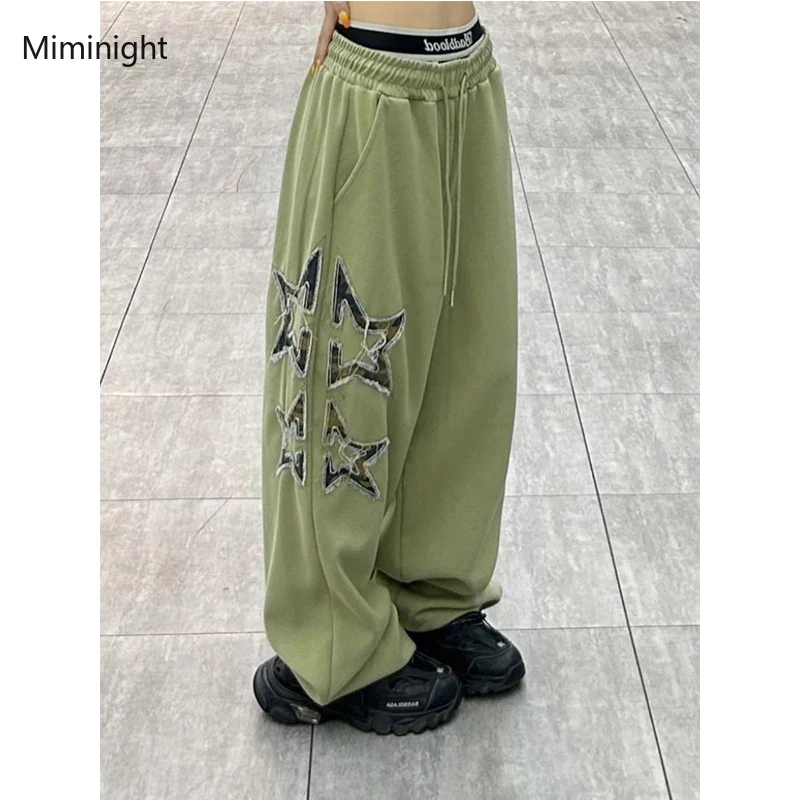 

Винтажные спортивные брюки для женщин Y2k повседневные спортивные брюки со звездами пэчворк широкие штаны с высокой талией брюки хип-хоп уличные модные джоггеры