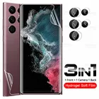3-в-1 Передняя и задняя пленка для камеры Samsung Galaxy S22 Ultra, Гидрогелевая пленка S 22 Plus S22Plus S22Ultra, зеркальная защита экрана, не стекло