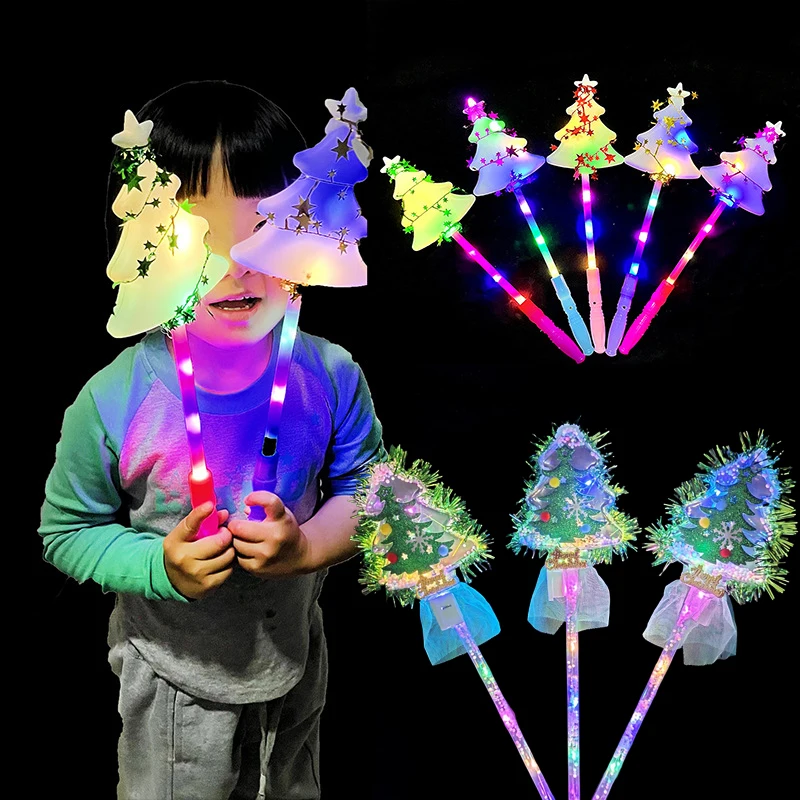 Пластиковая светящаяся сказочная палочка в форме рождественской елки