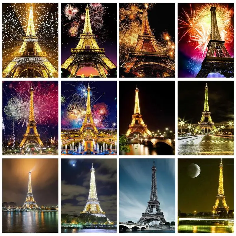 

CHENISTORY Painting By Numbers Handmade Towers Landscape For Adults Coloring By Number Gift Night Scenery Home Decor