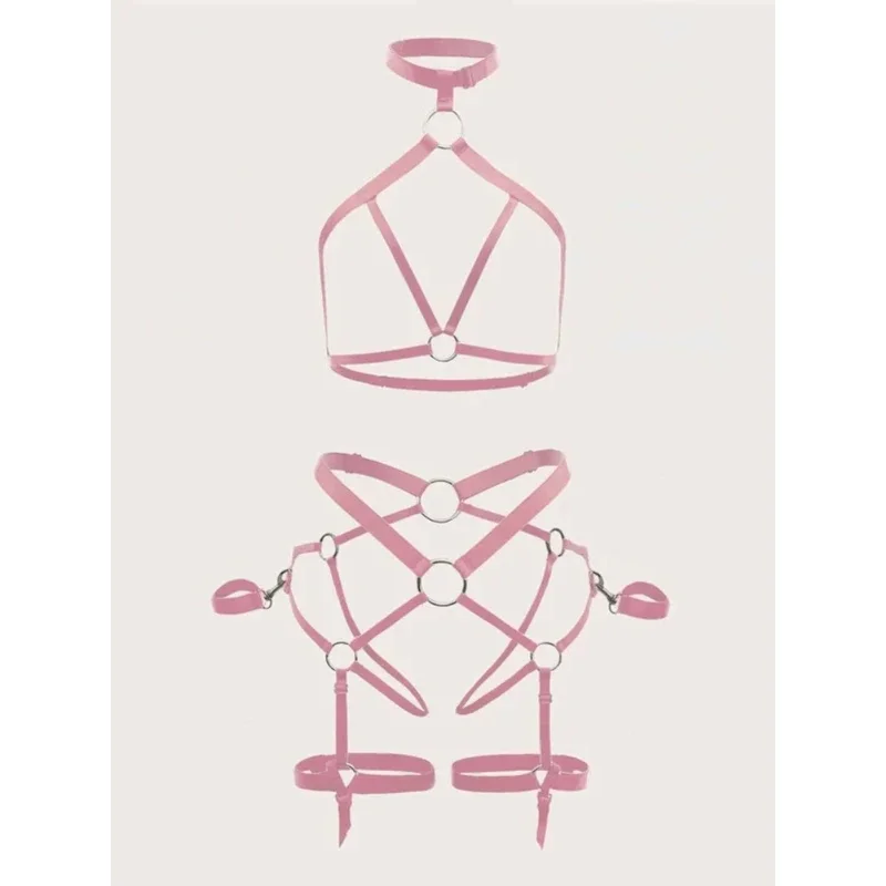 Комплект женского нижнего белья с кольцами однотонный бандажный комплект