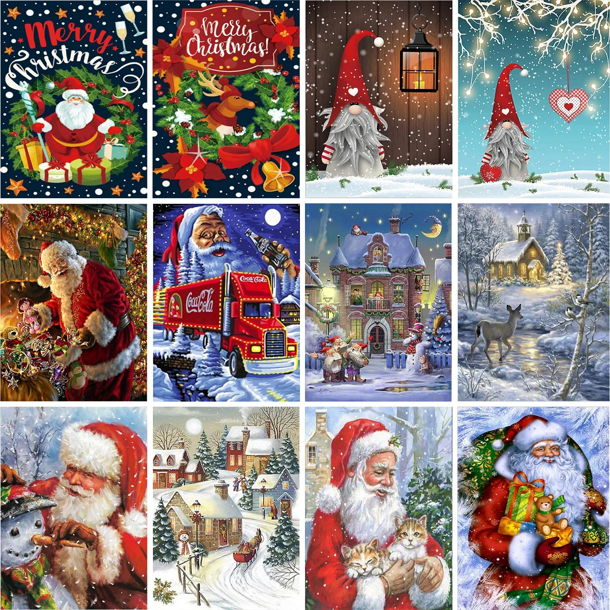 

5D Christmas Diamond Painting Kit for Living Room Decoration Cartoon Santa Claus Elk Diamond Painting for Christmas Decoration