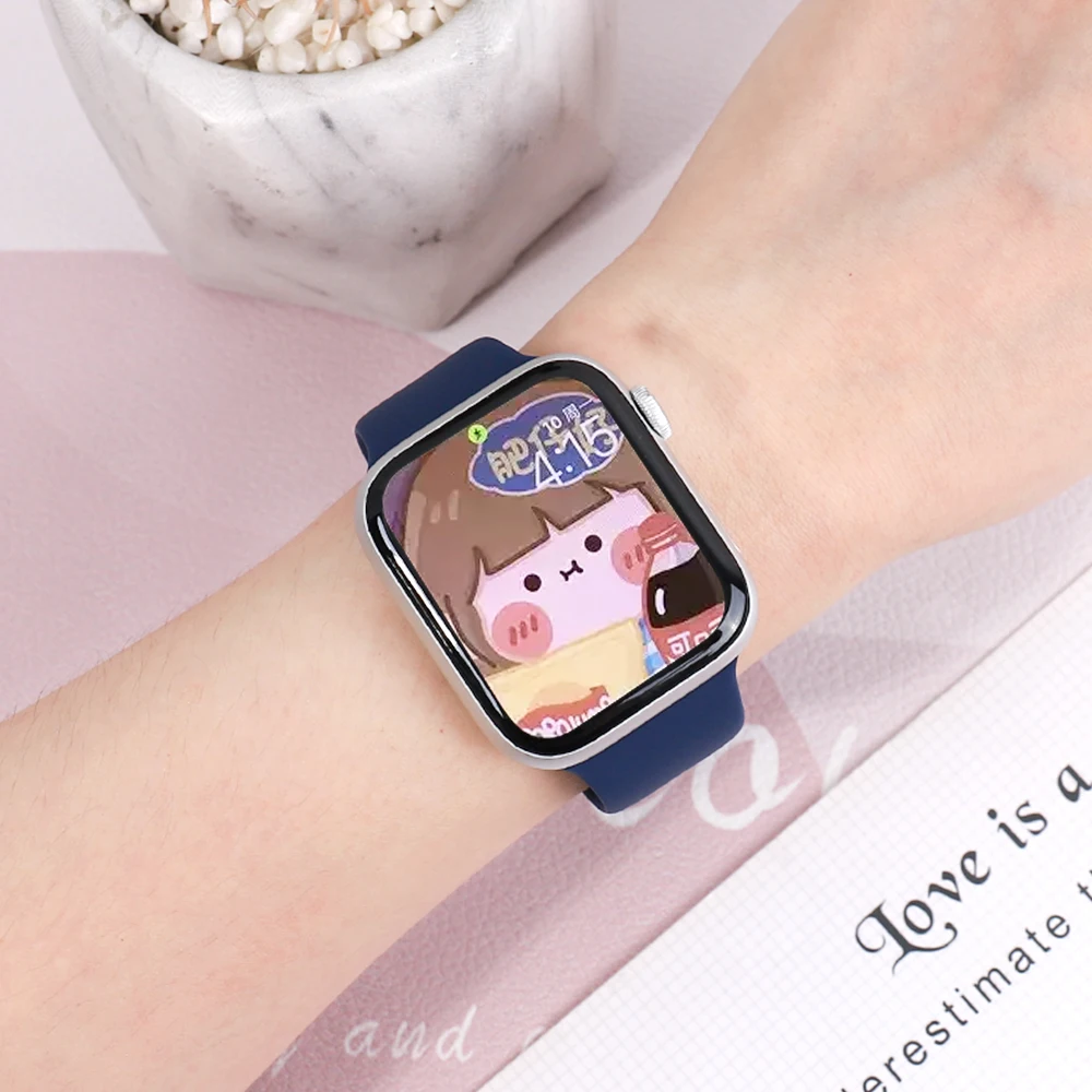 Silicone Strap For Apple Watch Bands 44mm 40mm 45mm 41mm 49mm 42mm 38mm 44 45 mm bracelet iwatch Ultra series 8 7 se 3 4 5 6