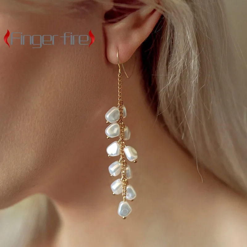 

Fashion Gold Plated Tassel Long Earrings Unique Delicate Banquet Gift Jewelry