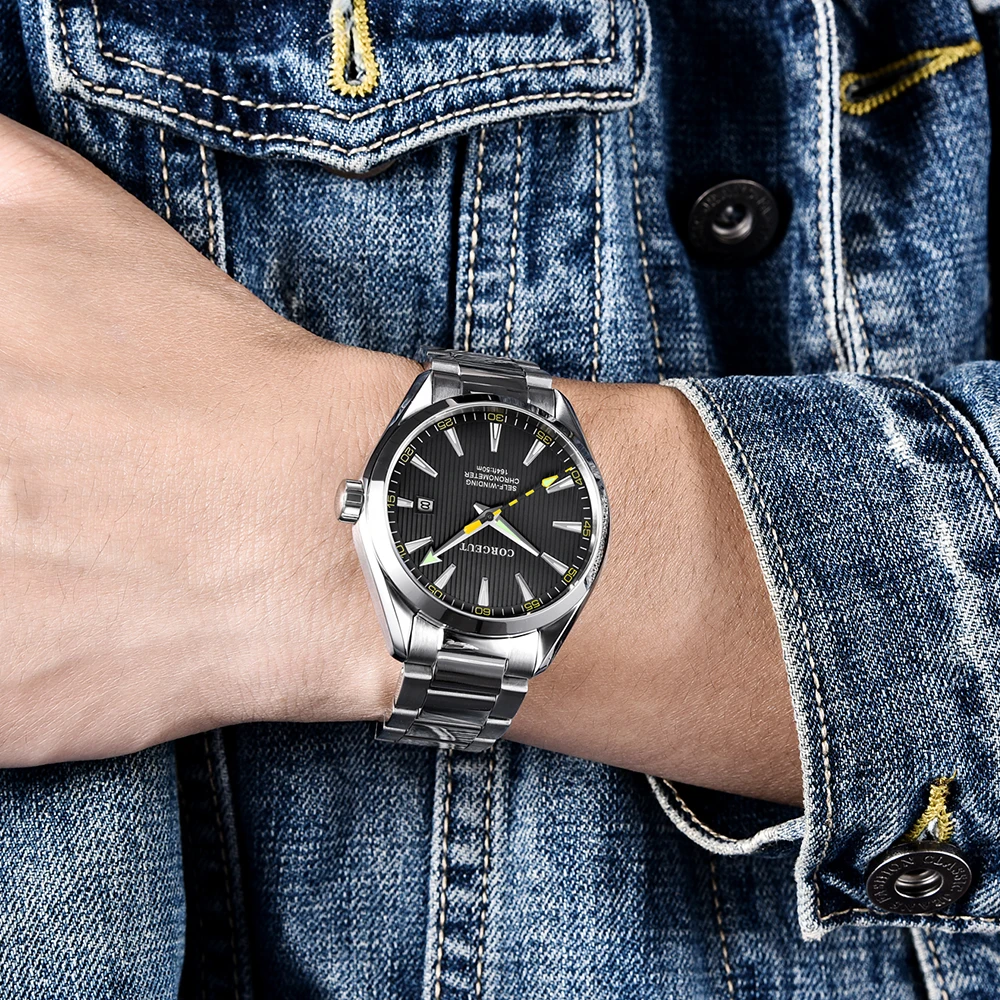 Часы мужские механические водонепроницаемые до 50 м 41 мм