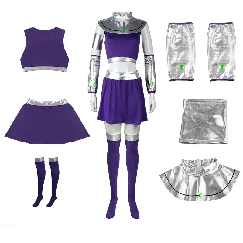 Женский костюм супергероя Starfire для подростков Titans принцессы Корианда фиолетовый