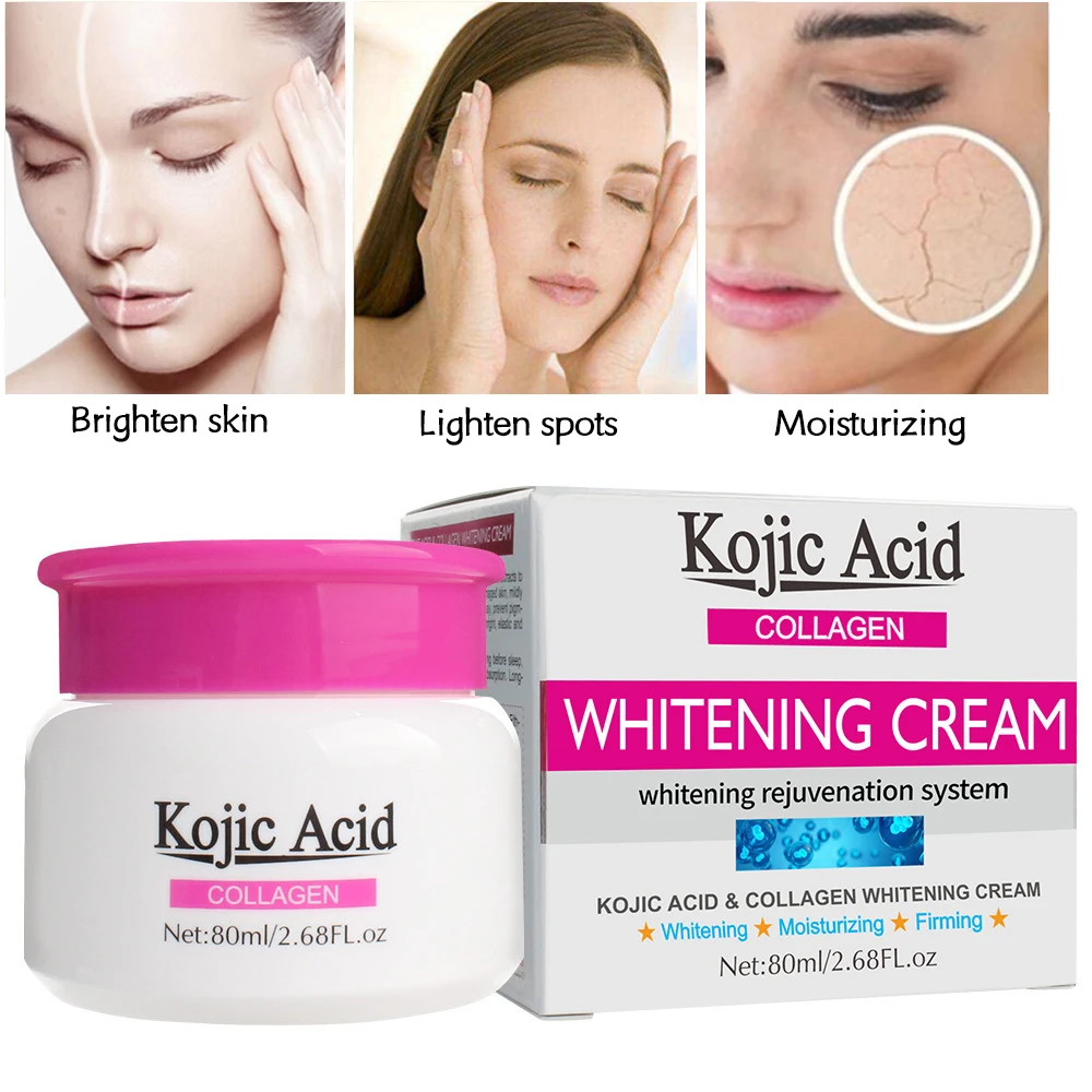 

2PCS Kojic Acid Collagen Whitening Cream Face Cream Remove Dark Spots Face Care Moisturizing Anti-Aging Firming Skin Care