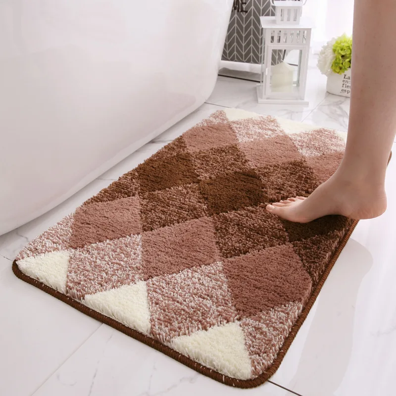 

Gradient Color Flocking Bath Mats Non-slip Absorbent Foot Pad Shower Door Mats Microfiber Bathroom Rugs Home Entrance Floor Pad