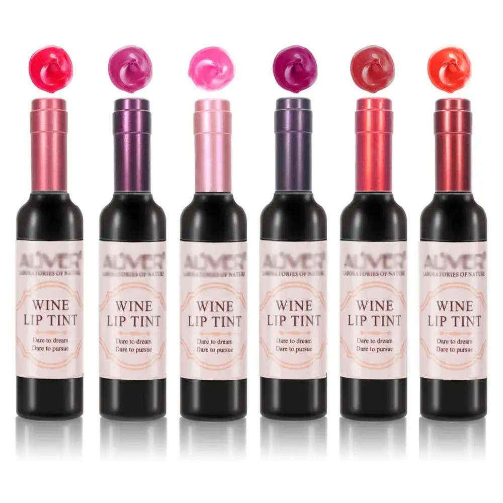 

6 Colors Red Wine Bottle Lip Gloss Matte Lipstick Set Waterproof Long Lasting Lipbalm Cute Makeup Cosmetics Funny Shape 7ml/pcs