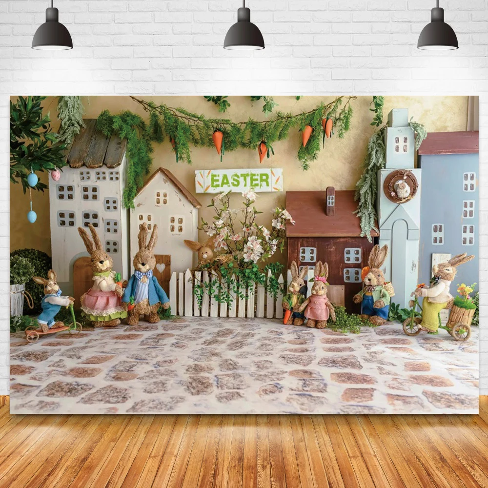 

Весенние пасхальные фоны для фотосъемки деревянный дом сцена кролик яйца Новорожденный ребенок душ ребенок портрет фон для фотостудии