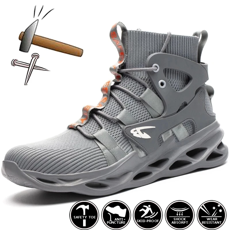 

Новинка 2023, мужские рабочие ботинки, неразрушаемые защитные ботинки, мужская обувь со стальным носком, непробиваемые рабочие кроссовки, мужская рабочая обувь для взрослых