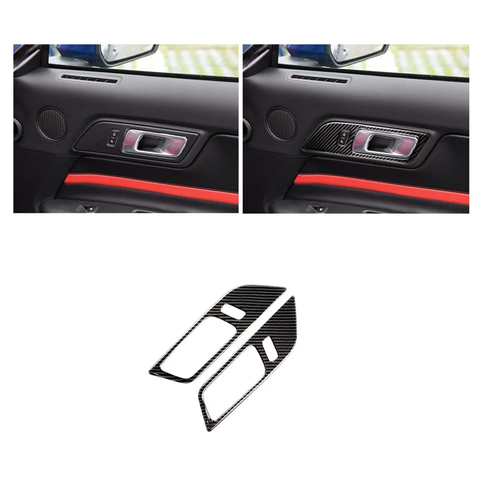 

2Pcs Carbon Fiber Car Interior Door Handle Frame Sticker Fit for Ford Mustang